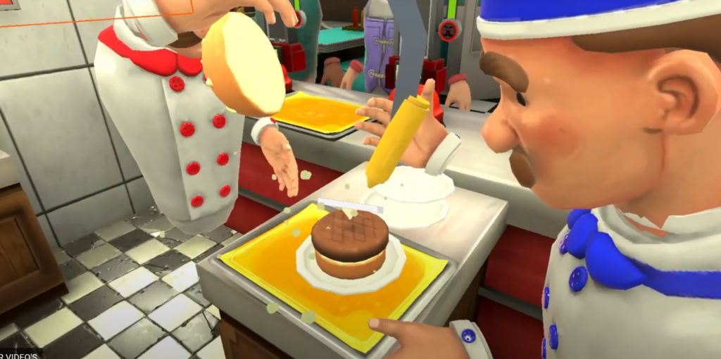 In-Game sfeerbeeld van het maken van hamburgers.