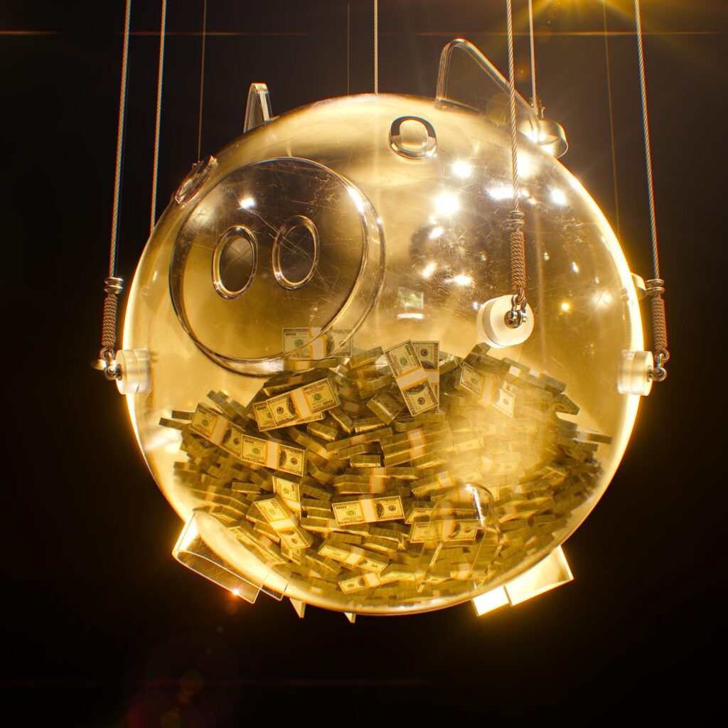 Gouden varken vol met geld.